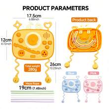 ETETOO Đồ chơi kéo cảm giác bằng silicone cho bé, bảng hoạt động phát triển sớm tương tác với nút bấm, vòng xoay, dây kéo và bề mặt vân chạm - Nhiều màu - Xem 4