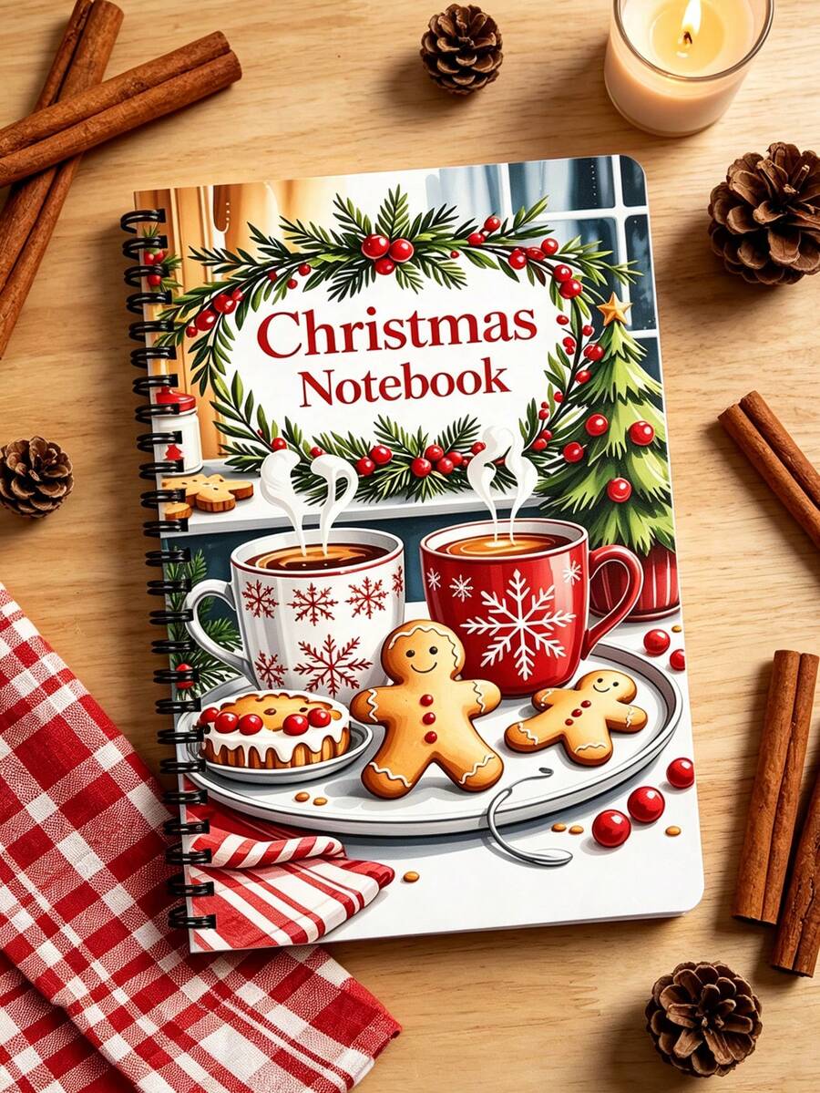 Fun Christmas Themed Recipe Notebook, Student Writing Office Record Diary - Christmas White Holiday Table Theme, Suitable For School And Office Use, Perfect Christmas Birthday Gift - Exquisite Storage And Planning Notebook, Decorated With Christmas Themed Decor - Very Suitable For Daily Use And Organization, Gift Recipients Include Cat Lovers, Best Friends, Partners, Young Juniors, Friends Can Use For Christmas Funny Blessings - Multicolor - View 1