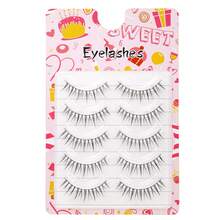 5 Pairs Manga Style EyeLashes With Black Band Natural Long Cosplay Makeup Cross Big Eye Lashes And Full Strip False Eyelashes 4-12MM - Black - View 11