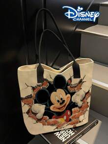 Disney Cute Cartoon Mickey, Minnie, Daisy Duck Tote Bag Handbag With Pink Heart Pattern, Large Capacity Shoulder Bag, Women's Fashion Handbag For Work, School, Commute, Travel, Shopping, Daily Use - Multicolor - View 12