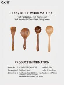 OCE Natural Beech Wood Wide Dinner Spoon, Solid Wood Table Spoon, Smooth Wooden Utensil For Home Kitchen - View 10