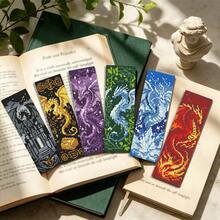 14CT Printed Cross-Stitch Bookmark Kit Includes 6 Bookmarks, Dragons Of Different Attributes, Along With Instructions, Embroidery Floss, Fabric, And An Embroidery Needle. For Beginners And Craft Enthusiasts. - Dragons - View 8