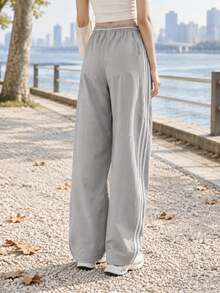 Adidas Women's Sport Pants DCE BLN PNT Drawstring Casual Wide-Leg Sweatpants KZ4224 - Pigeon Grey - View 6