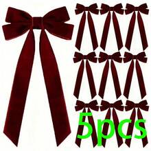 1/5/10pcs Christmas Tree Bows - Holiday Ribbon Gift Bows, Suitable For Holiday Wreaths, Decorations And Rustic Crafts, No Feathers, Glossy Surface, Perfect For Gift Wrapping And DIY Projects, Christmas Tree Decoration Velvet Ribbon, Christmas Tree Bows - Multicolor - View 15