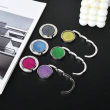 1PC Round Rhinestone Foldable Bag Hanger, Table Edge Purse Hook, Creative Portable Handbag Holder, Fashion Bag Accessory Ornament - View 2