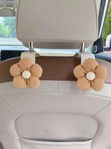 1pc/2pcs Cute Flower Car Headrest Hook, Multi-Functional Rear/Front Hanging Hook, Retractable Car Storage Hook - A - View 4