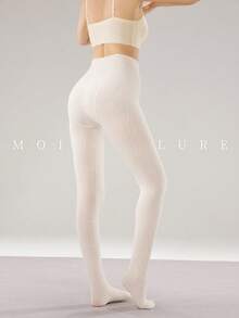MOIRÉALLURE 1雙純棉基本款不透明褲襪，適合日常穿著 - 奶白色 - 查看 8