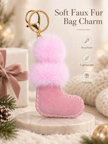 Autumn/Winter New Cute Fashion Personalized Pom Pom Christmas Sock Pendant Mini Boots Charm Fashion Versatile Keychain Designer Style Suitable For Girls Gift - Multicolor - View 15