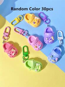 20/10/6/1pc 3.9cm Large Colorful Slippers Shaped Keychain, Cute Cartoon Sweet Little Shoes Pendant, Suitable For Daily Matching, Vacation, Party, Gathering, Commemorative Small Gift - 6-pack Colorful Slippers Keychains - View 18