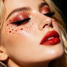 6 Pairs Red Lips & Star Freckle Face Stickers, Waterproof Face Temporary Tattoos For Valentine Halloween - Red - View 3