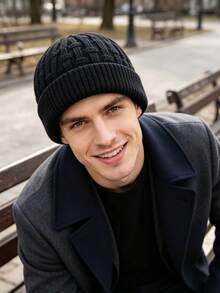 1pc/2pcs/3pcs Men's Solid Color Warm Knit Beanie, Multiple Colors Available, Suitable For Winter Daily Outdoor Wear - Multicolor - View 3