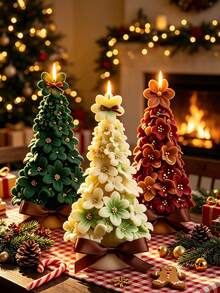 3D Rose Christmas Tree Silicone Mold Set, Flexible Epoxy Resin Casting Mold, Suitable For Aromatherapy Candles, Plaster Statues, Clay Crafts, Christmas Winter Desktop Decor, Holiday Handmade Gift Materials - A - View 2