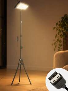 LED Reading Floor Lamp, 62" Standing Lamp - Adjustable Color Temperature & Dimmable Brightness Modern Floor Lamps, USB-Powered Floor Lights With Auto Timer & Adjustable Height Tripod Stand, Work Light For Home, School, Office, Living Room & Bedroom - Black - View 1