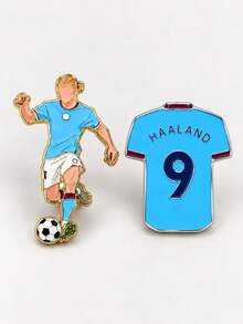 FIFA 8pcs Football Player & Jersey Brooch Set, Messi, Ronaldo, Neymar, Haaland Zinc Alloy Metal Lapel Pin Set, Suitable For Backpack, Jacket, Clothing, Bag, Football Fan Gift - Multicolor - View 13