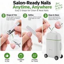 6pcs Portable Luggage Nail Care Set, Compact Stainless Steel Nail Clipper Tool Box, Essential Manicure & Dead Skin Cleaning Tools For Travel And Business Trips - Multicolor - View 5