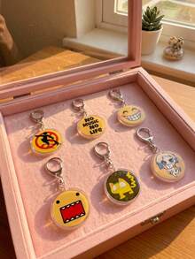 1pc/6pcs Funny Icons Acrylic Keychains, Cat And Anime Character Round Pattern Pendant, Backpack And Car Key Accessory, Meme And Music Lover Gift, Back To School, Gift For Meme Lovers, Gift For Friends, Exquisite Collection, All Season - Multicolor - View 1