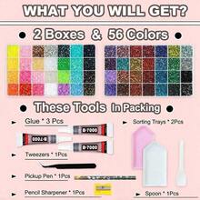 56 Colors Resin Jelly Rhinestone Decor Set, 2 Boxes Multi-Color Flat Back Rhinestones, Suitable For Clothing, Shoes, Books, Fabric, Phone Cases, Room Decor DIY Crafts - Multicolor - View 2