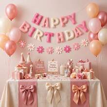 Bộ 4 miếng banner nỉ Happy Birthday nhiều màu, cờ chữ kèm dây treo, đồ trang trí tiệc sinh nhật bằng nỉ, phông nền trang trí tiệc Baby Shower - A - Xem 4