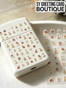 1pc Gold Foil Christmas Theme Stickers, Santa Claus, Gingerbread Man, Bear, Snowflake Multiple Designs Self-Adhesive Stickers, Transparent Background Holiday Pattern Stickers, Decorate Water Cups, Cameras And Holiday Gift Packaging - Decorative Stickers - View 2