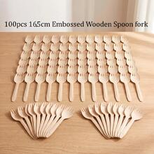 100pcs/Set Mini Disposable Wooden Ice Cream Spoons, Western Wedding Party Dessert Spoons, Kitchen Tools, School Supplies, Christmas Gift - Apricot - View 19