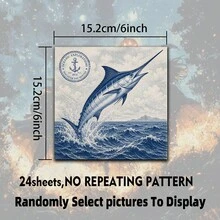 European Style Ocean Museum Scrapbook Paper 24 Sheets 6 Inch Vintage Marine Life Stamp Engraving Illustration Background Paper No Repeated Patterns Suitable For Bullet Journal Junk Journal Greeting Card Background Photo Album And Handmade DIY Crafts - Square - View 5