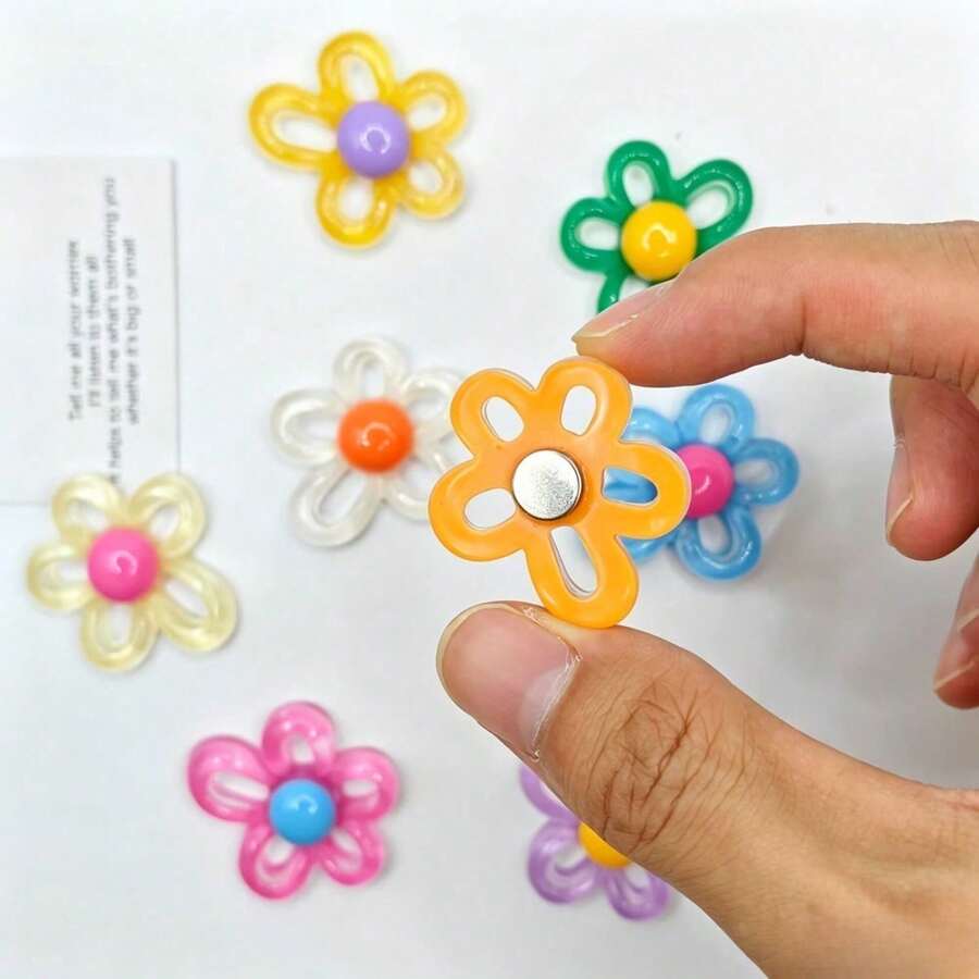 3/6/12pcs Cute Flower Fridge Magnets, Colorful Cartoon Style Refrigerator Decor, Creative Magnetic Stickers, Suitable For Home Decoration And Gifts