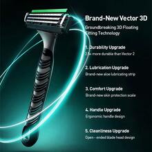 Gillette Razor, Vector 3D Razor, Non-Slip Handle, Replaceable Blades, Wet Dry Shaver For Face & Legs - Multicolor - View 3