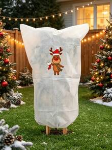 Christmas Plant Frost Protection Cover, Reusable Non-Woven Plant Winter Jacket Bag With Drawstring, Reindeer Tree Snowman Santa Pattern Plant Protecting Bag For Outdoor Garden Pots, 4 Styles Available - Multiple Styles - View 15