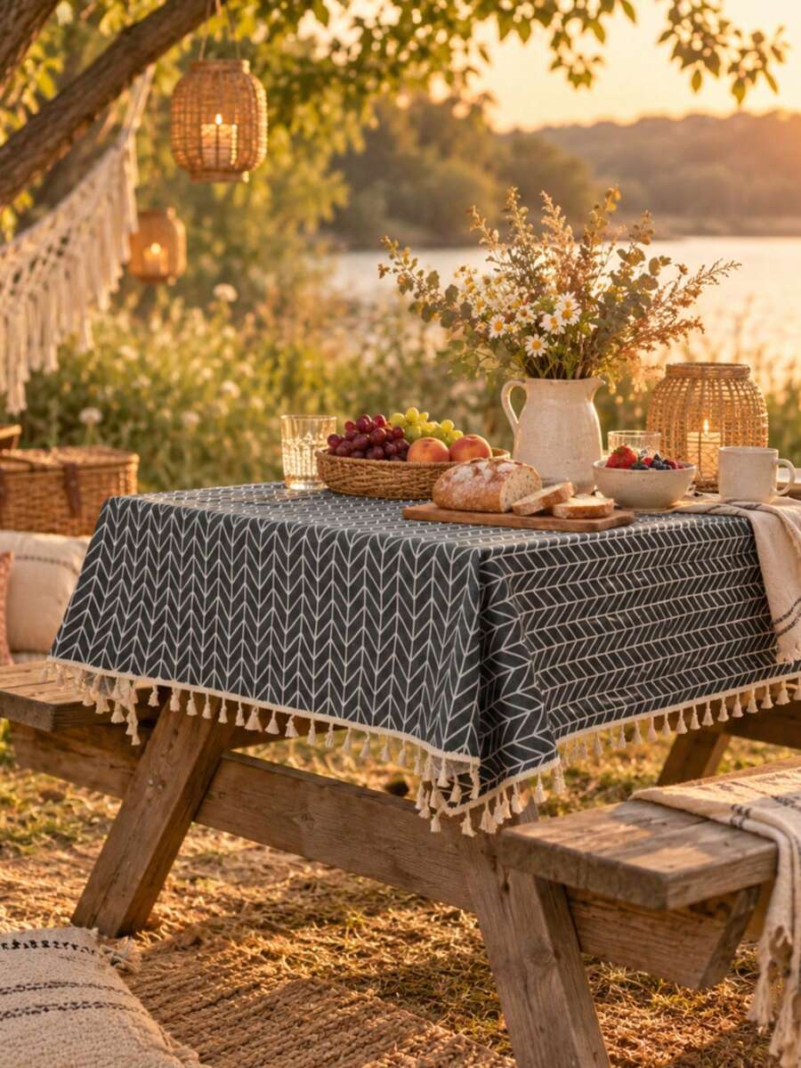 MeijiaMo 1pc Multicolor Printed Decoration Outdoor Portable Foldable Quick-Drying Picnic Mat/Carpet, Suitable For Travel, Gatherings, Party, Bedroom, Dining Room, Hotel, Festivals - Multicolor - View 1