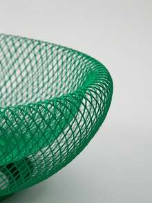 OCE Woven Iron Wire Mesh Fruit Bowl, Hollow Metal Fruit Basket Decorative Storage Tray For Kitchen Countertop, Table Centerpiece Decor For Fruits Snacks, 25cm, Green/Blue/Yellow Available - Green - View 8