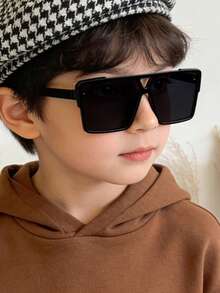 1pc Kids 3-8 Years Old Oversized Square PC Frame Fashion Glasses, Cool Style, Suitable For Outdoor Parties And Vacations, With Glasses Case - Multicolor - View 1