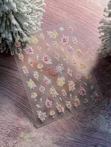 1 Sheet Jelly Shell Light Christmas Ice Cream Nail Stickers, Shiny Cute Girly Self Adhesive Nail Art Decorations - Multicolor - View 8