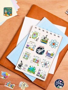 50Pcs Funny Science Sticker Pack, Chemistry Biology Physics Laboratory Graphic Decals, Educational STEM Decor Stickers For Water Bottle, Laptop, Notebook, Journal, Scrapbook & DIY Crafts - Multicolor - View 4