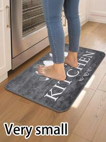 1pc Kitchen Rug With Letter Pattern, Vintage Polyester Kitchen Mat, Suitable For Kitchen And Room Decor - Grey - View 10