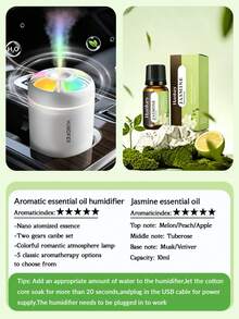 1pc 180ml Car Aromatherapy Humidifier With Colorful Gradient Ambient Light, USB Portable Power, Quiet Operation, Desktop Decor With Color Light, Car Mist Humidifier With 5 Essential Oils, Suitable For Indoor Decoration, Office And Car Use - A - View 24