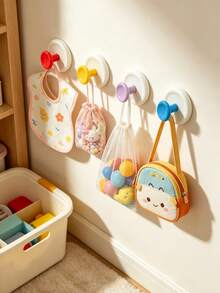 1 Set 4Pcs/8pcs Multi‑Color Dopamine Wall Hooks, Cute Wall Hooks For Children Room Organization,Baby Stuff,Room Essentials,Baby Girl Stuff - Multicolor - View 5