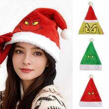 The Grinch 1pc Plush Embroidered Christmas Hat Green Monster Cartoon Xmas Hat - Style-a - View 2