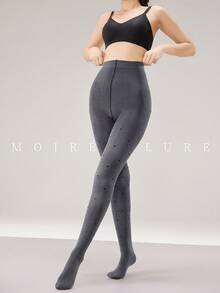 MOIRÉALLURE 1Pair Solid Suitable For Daily Life Basic Opaque Heather Tights - Grey - View 4
