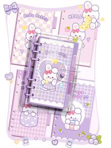 1 Cute Waterproof Cover Material Notebook, Highly Attractive Girls Loose-Leaf Planner, Detachable Loose-Leaf Design, Portable Notepad, Spiral-Bound Detachable Notebook, Girly Style Planner (Random Color Shipped) - 1 Set - View 6