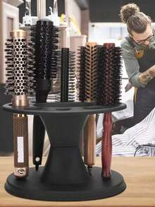 Professional Salon Round Hair Comb Storage Holder - Plastic Hair Tool Organizer With Multi-Compartment Design, Can Hold Combs, Hairbrushes And Various Hair Styling Accessories, Suitable For Home And Salon Settings. This Multi-Functional Storage Item Can Be Used As A Storage Bag, Room Decor, Makeup Bag, Vanity Organizer, Travel Essential, Storage Box, Storage Container. - Multicolor - View 3