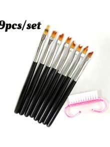 9Pcs Nail Art Petal Brush Set, For Painting Flower Patterns With Cleaning Brush - Multicolor - View 9
