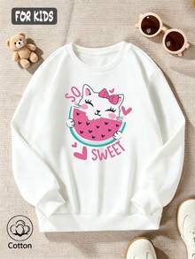 So Sweet Cat Watermelon Heart Hoodie - White - View 3