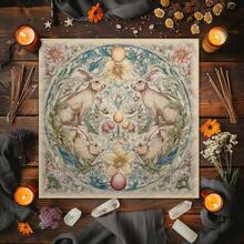 1 st vintage blommig kanin-tarotduk, vårhare- och äggaltarduk, wiccansk spåning- och tarotläsningsduk för bord, mystisk botanisk kvadratisk tarotmatta för häxkonst och heminredning - Multifärgad - Visa 1
