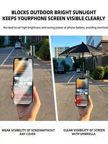 1pc Hands-Free Magnetic Phone Umbrella Sunshade, Mini Foldable Outdoor Sun Shade With Adjustable Shaft, Summer Travel Essential, Portable Accessory For Cycling, Commuting, Hiking & Daily Outdoor Activities.Phone Rain Sun Protector,Decorative Fittings - Multicolor - View 7