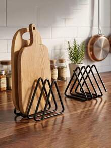 1pc Desktop Cutting Board Storage Rack, Metal Cutting Board Organizer, Kitchen Vertical Cutting Board Stand - Cutting Board Rack - View 1