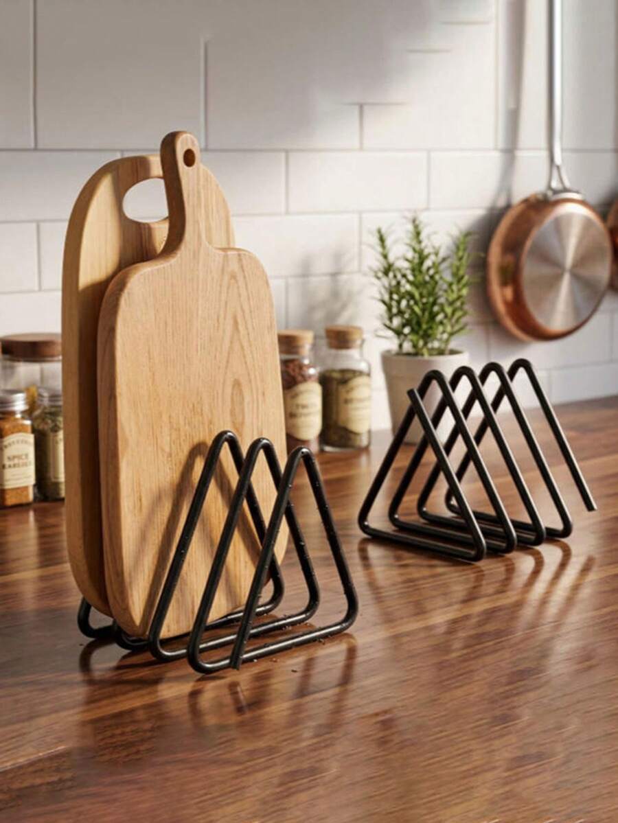 1pc Desktop Cutting Board Storage Rack, Metal Cutting Board Organizer, Kitchen Vertical Cutting Board Stand - Cutting Board Rack - View 1