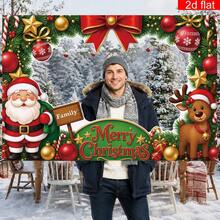 Banner Latar Belakang Potongan Wajah Natal Datar 2D, Kereta Natal, Siluet Wajah Peri dan Santa Claus untuk Properti Foto - A - View 8