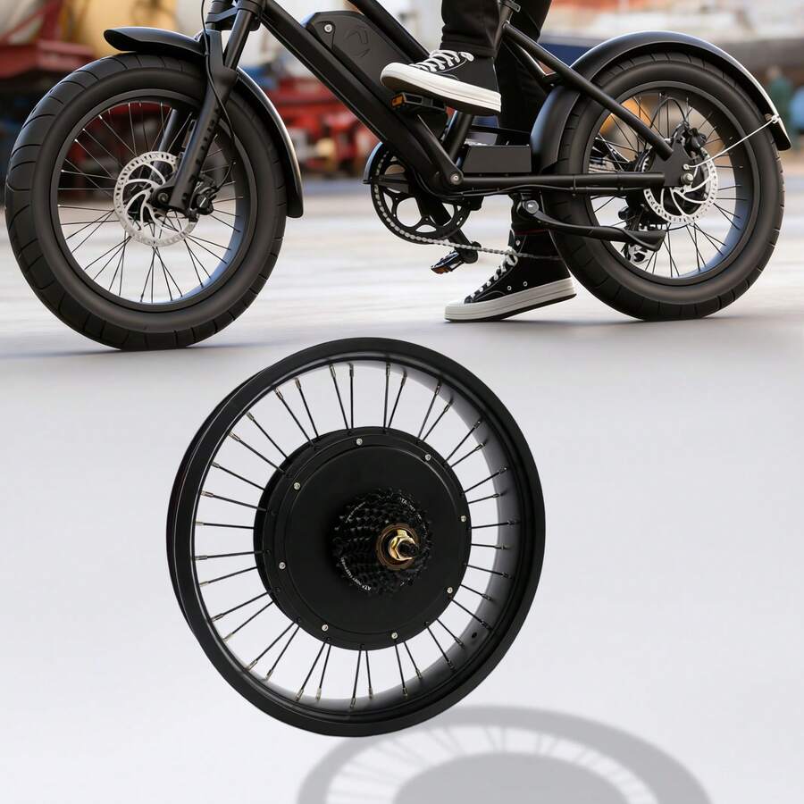 20" Aluminum Alloy Bike Conversion Kit, Brushless Gearless Motor With Overheat & Overcurrent Protection For Folding Bike Modification - Black - View 1
