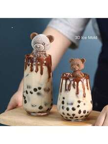 1pc 4-Cavity/1-Cavity Cute Teddy Bear Ice Mold, Flexible Silicone Ice Tray, Suitable For Freezer - Multiple Styles - View 2