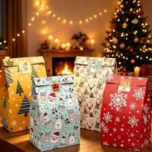 12pcs Christmas Snowflake & Reindeer Gift Bag Set With Stickers - New Holiday Product - Multicolor - View 4
